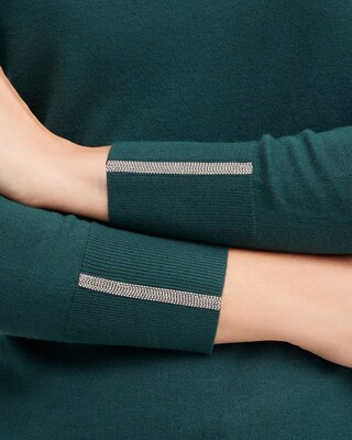 Caviar Trim V-Neck Pullover Sweater