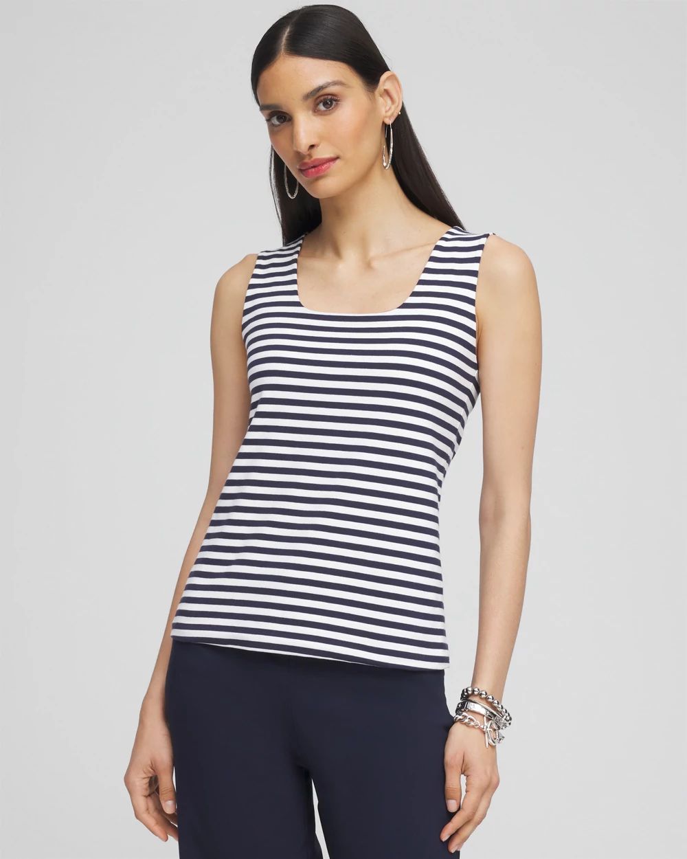 Contour Cotton™ Stripe Square Neck Tank