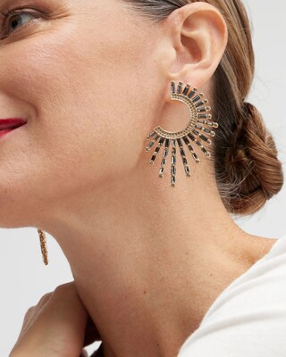Gold Tone Glitzy Hoop Earrings