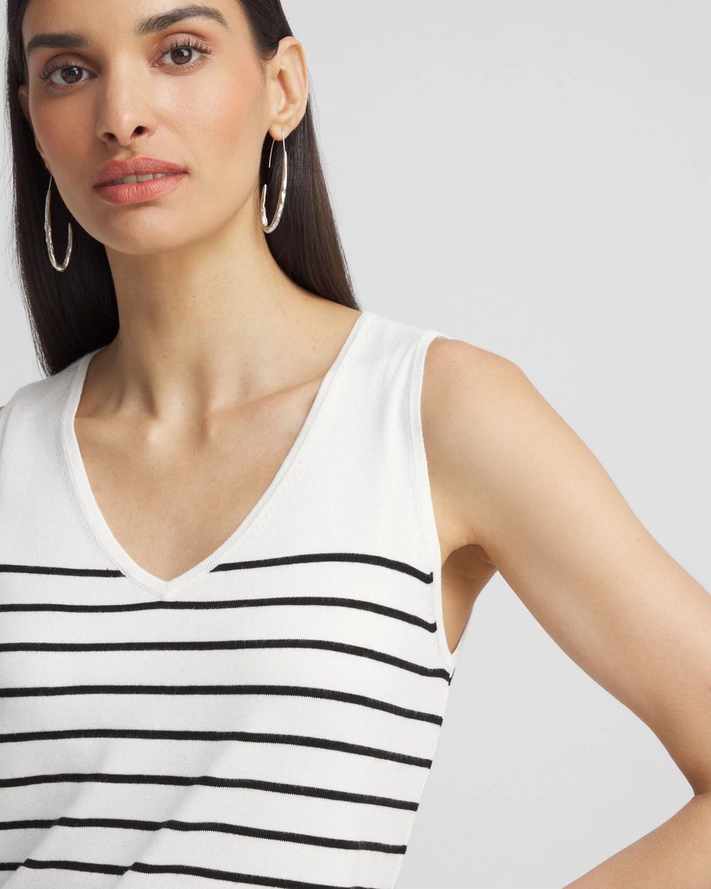 Stripe V-neck Sweater Tank