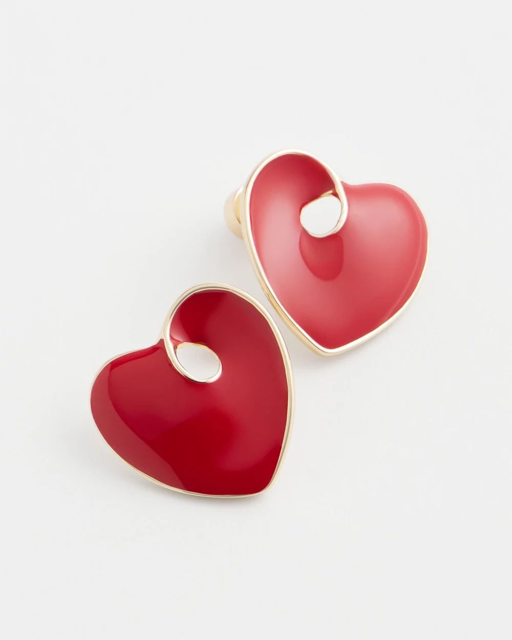 Red Enamel Heart Stud Earrings click to view larger image.