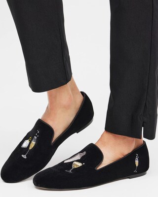 Velvet Embroidered Loafers