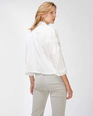 3D Floral Applique Denim Jacket
