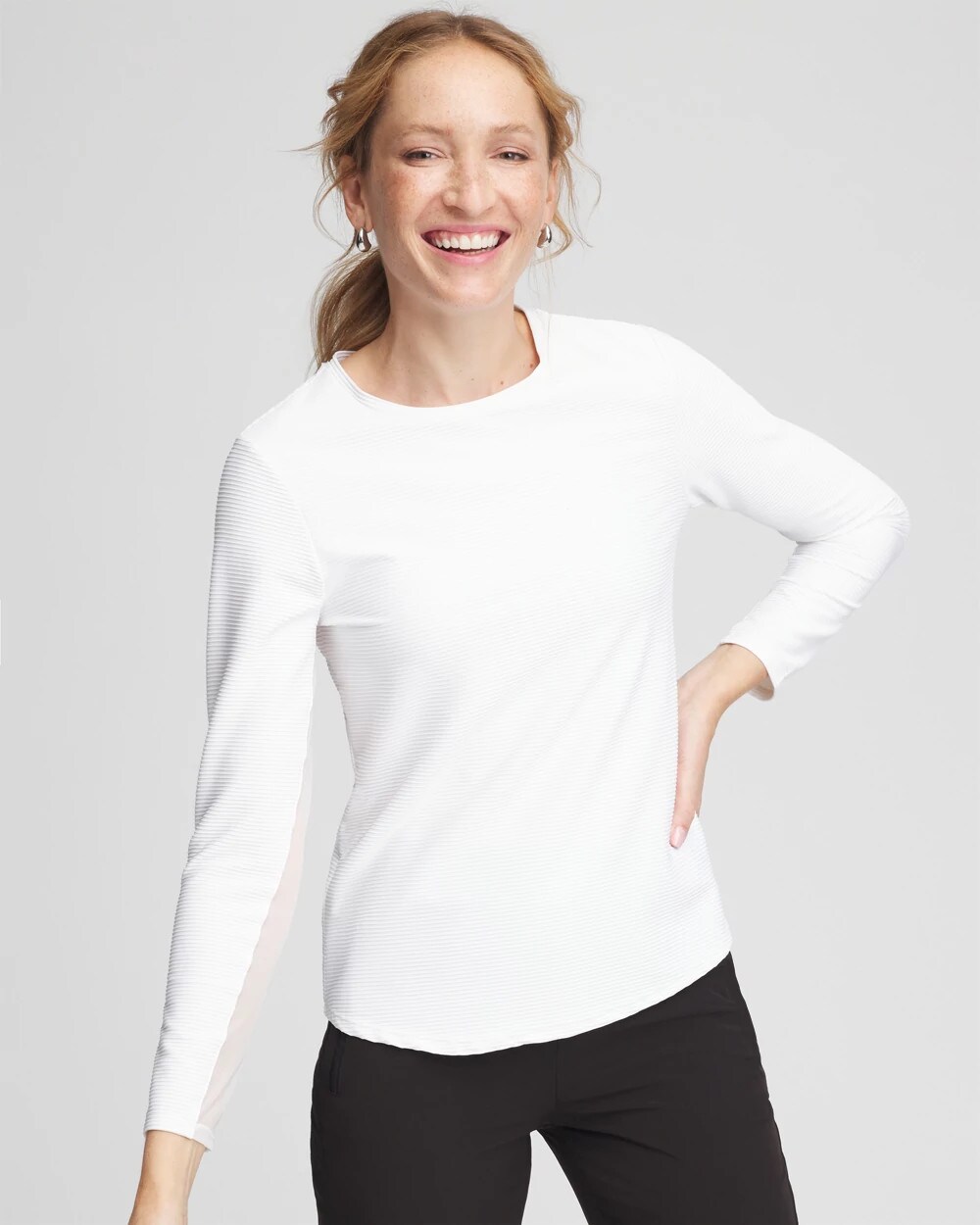 Zenergy® UPF Crew Neck Mesh-Inset Pullover