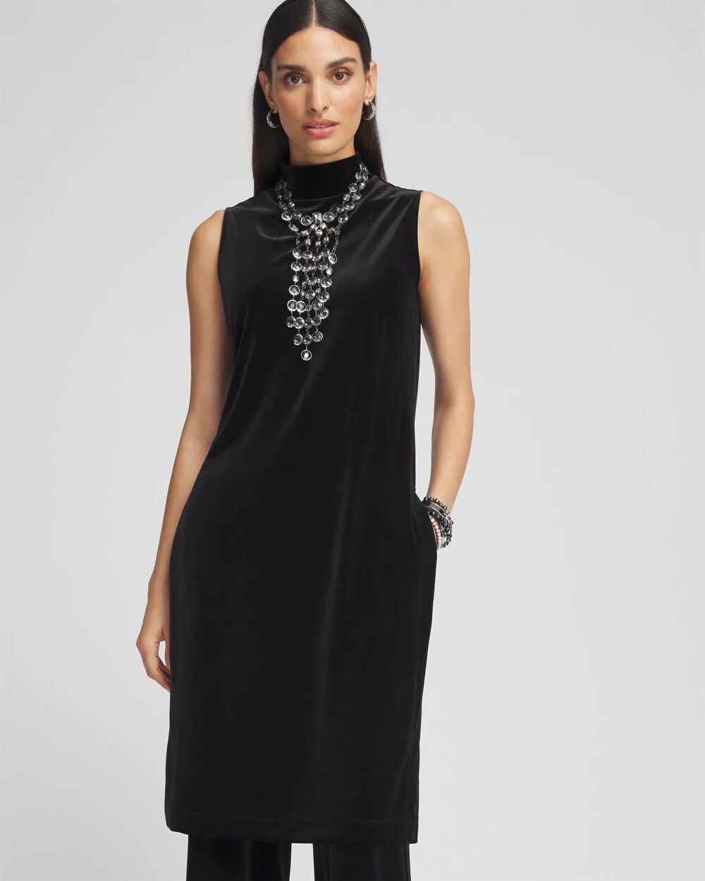 Travelers™ Maxi Mock-Neck Velvet Tunic