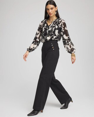 Embellished Wide Leg Pull On Jeans click to view larger image.