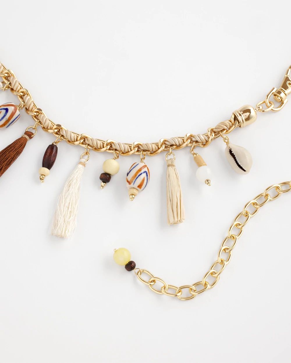 Brass-Plated Beaded Chain Belt
