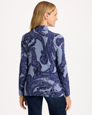Printed Ella Button Mockneck Sweater click to view larger image.