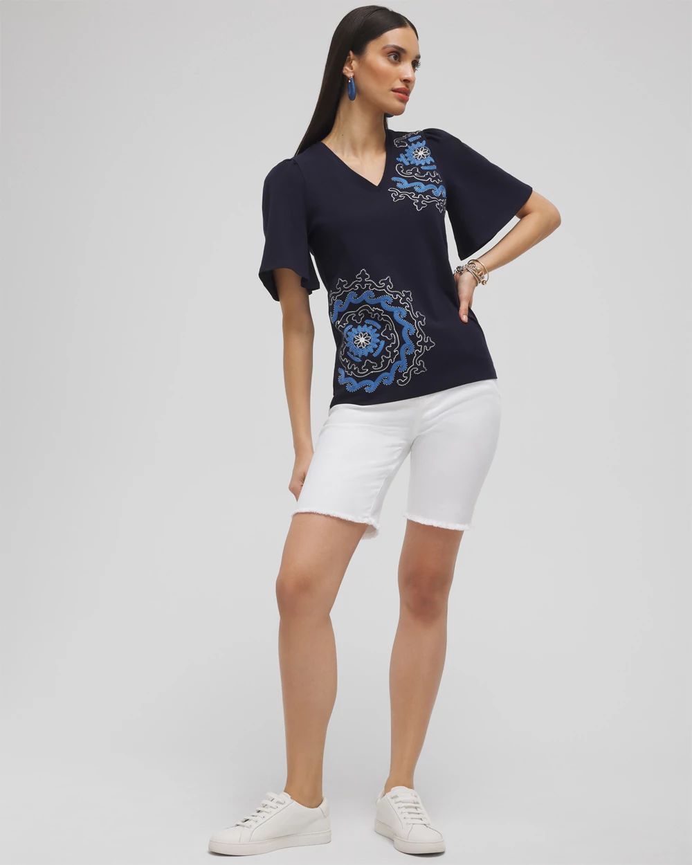 Embellished Flutter Sleeve Tee