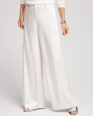 Satin Wide Leg Cargo Pants