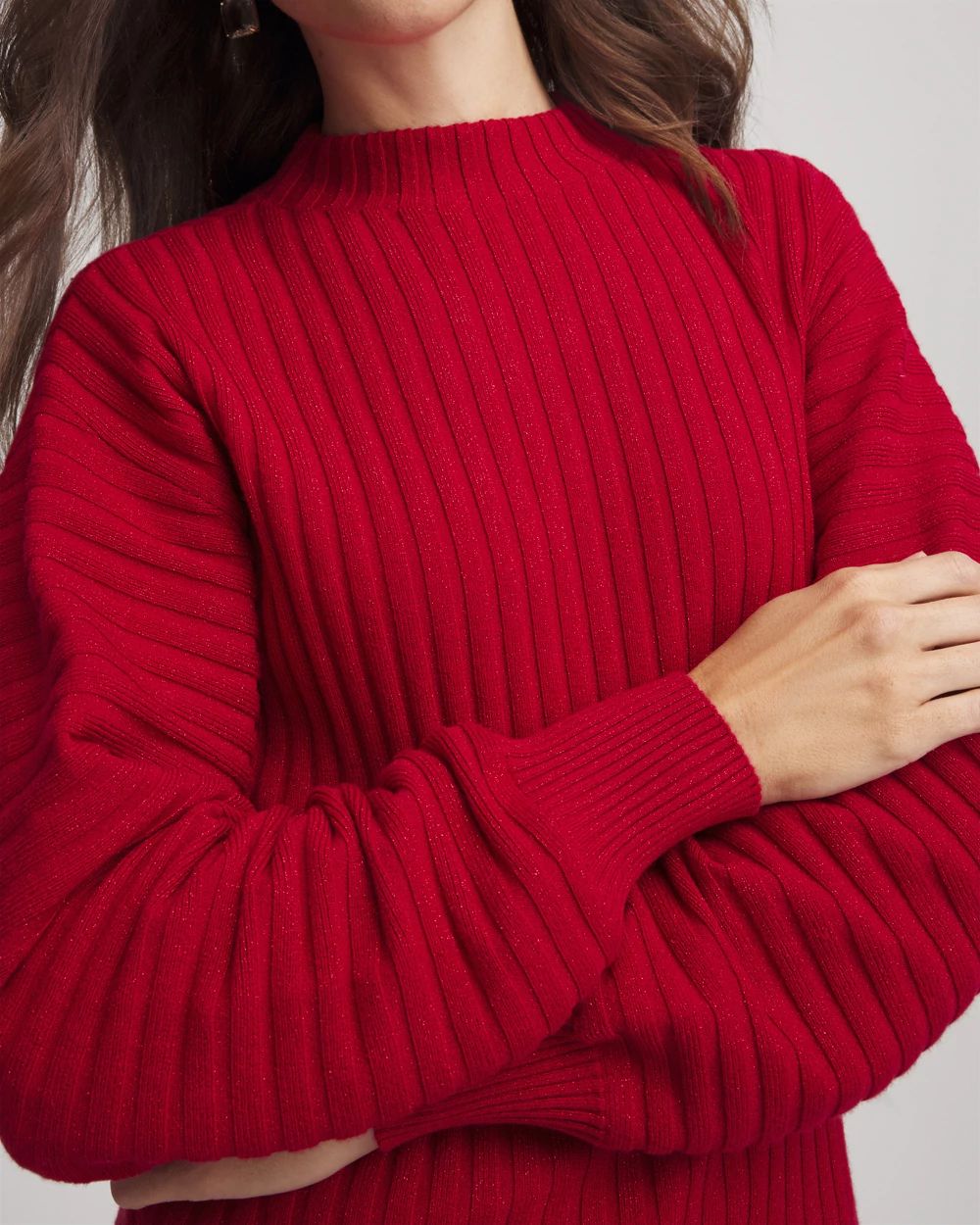 Metallic Ribbed Pullover