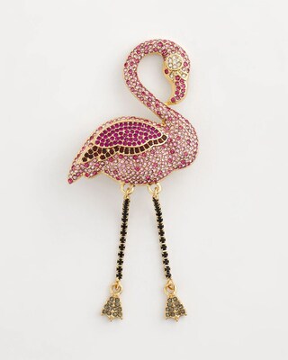 Pink Diamond-Effect Flamingo Brooch