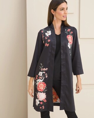 Embellished Floral-Print Duster