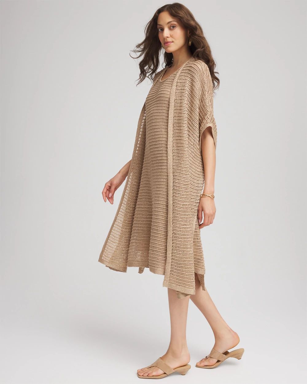 Crochet-Knit Sequins Ruana