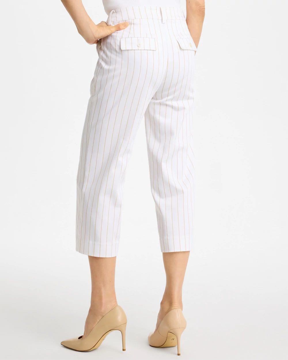 Sandstone Striped Emme Sateen Straight Capri Pants click to view larger image.