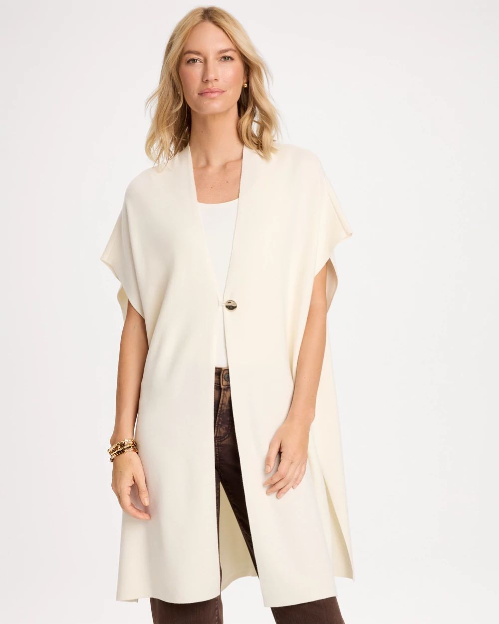 Long Button-Front Ruana