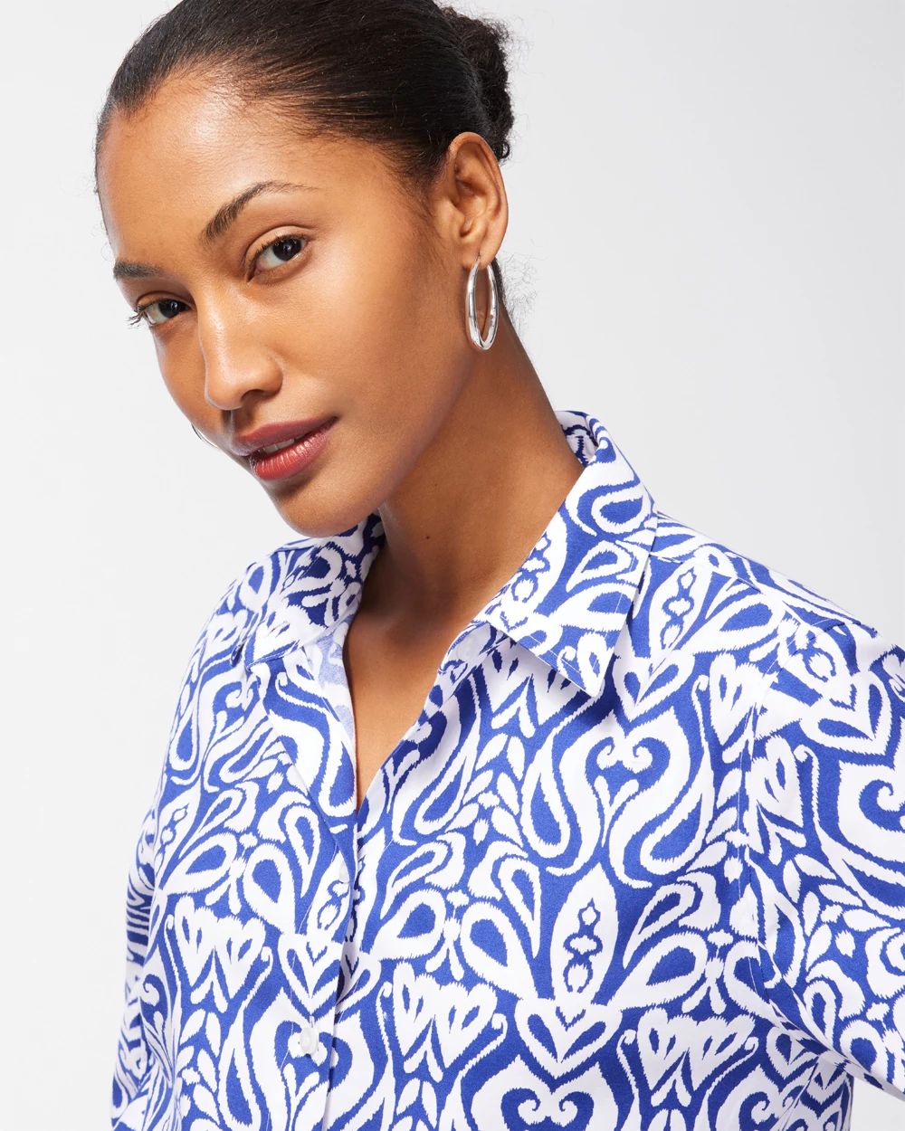 No Iron Stretch Ikat 3/4 Sleeve Tunic