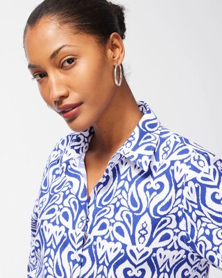 No Iron Stretch Ikat 3/4 Sleeve Tunic