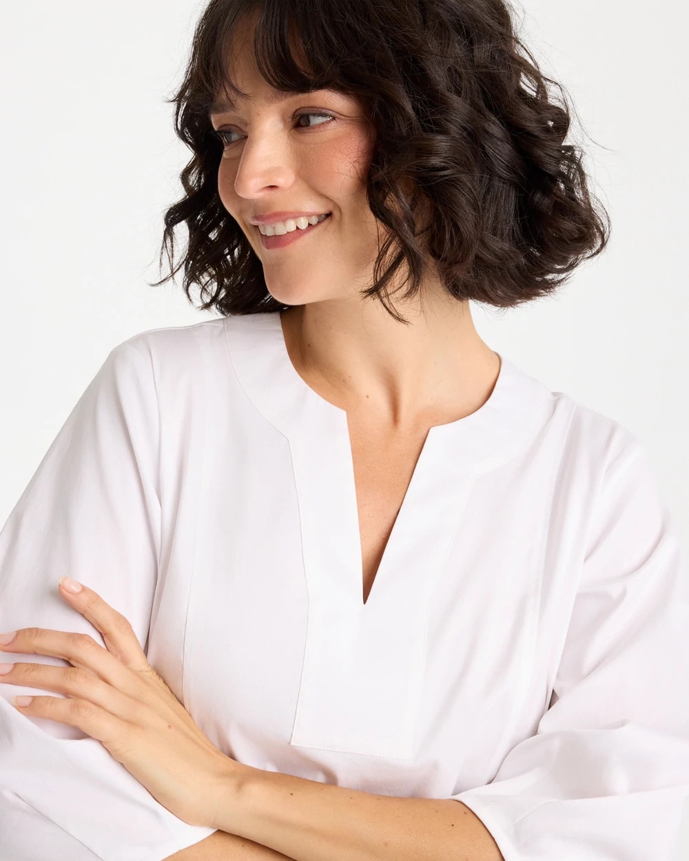 Poplin Cotton 3/4 Sleeve Popover