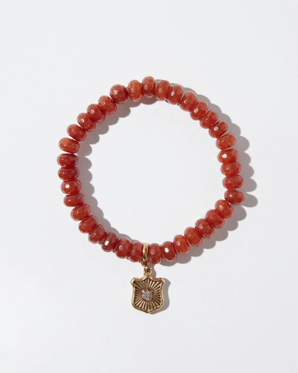 Shield Dangle Jade Stretch Bracelet