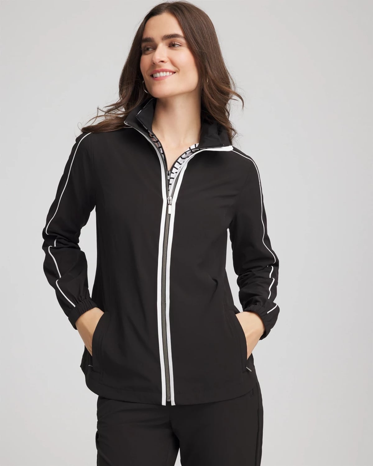 Chico's Contrast Jacket In Black In Black