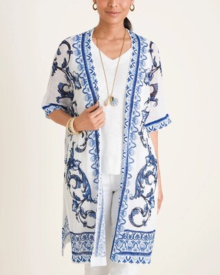 Drama Print Open Front Cardigan