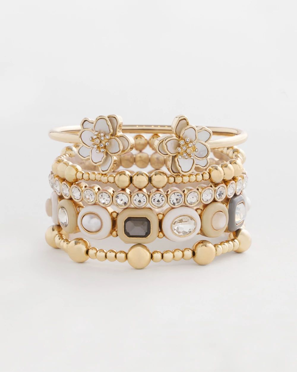 Genuine Shell Flower Flex Cuff Bracelet