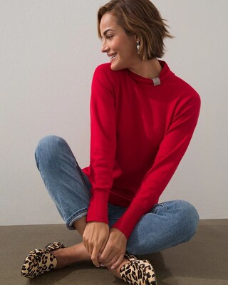 Caviar Bead Mock Neck Sweater