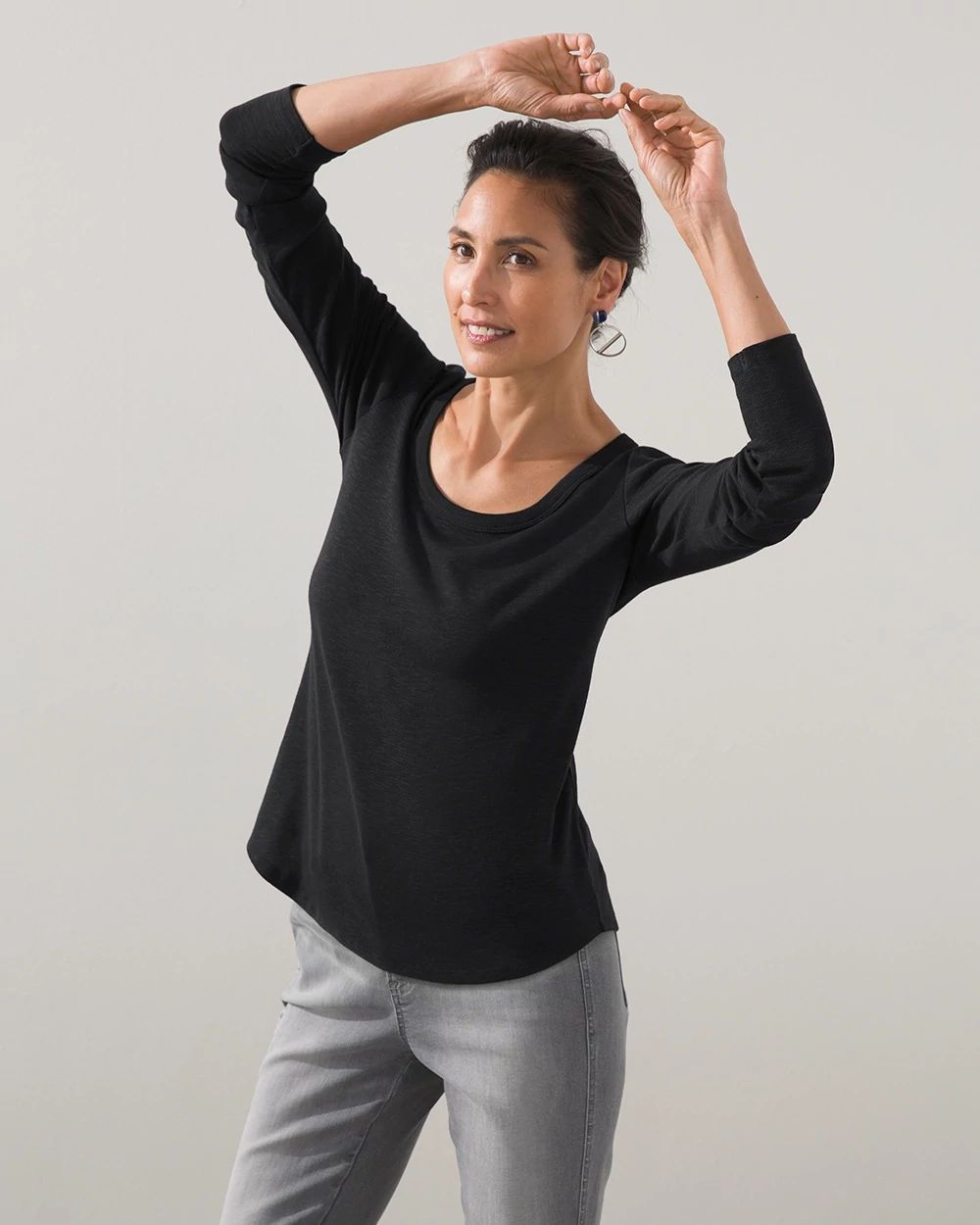 Ribbed Long Sleeve Slub Tee
