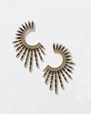 Gold Tone Glitzy Hoop Earrings