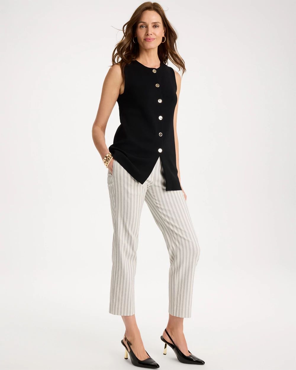 Striped Straight Crop Pant