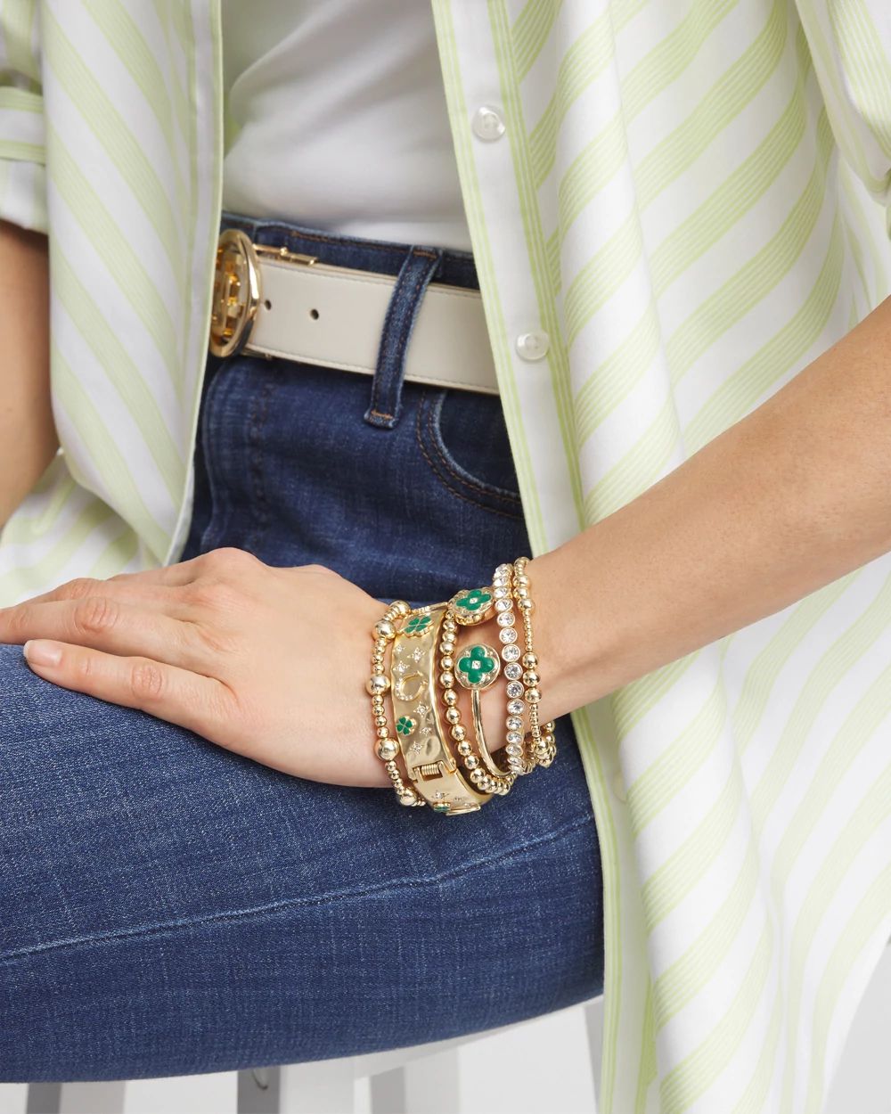 Four Leaf Clover Flex Cuff Bracelet