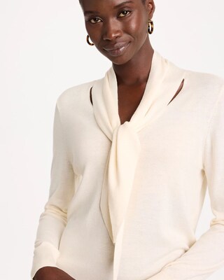 Tie-Neck Pullover Sweater click to view larger image.