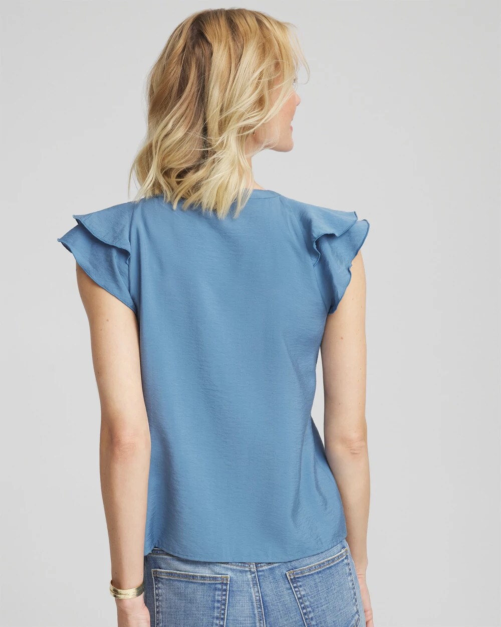 Crepe Ruffle-Trim Blouse
