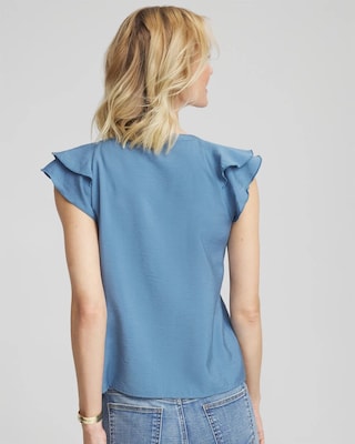 Crepe Ruffle-Trim Blouse click to view larger image.