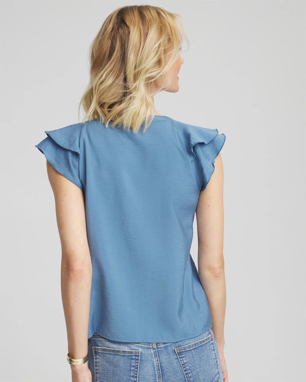 Crepe Ruffle-Trim Blouse