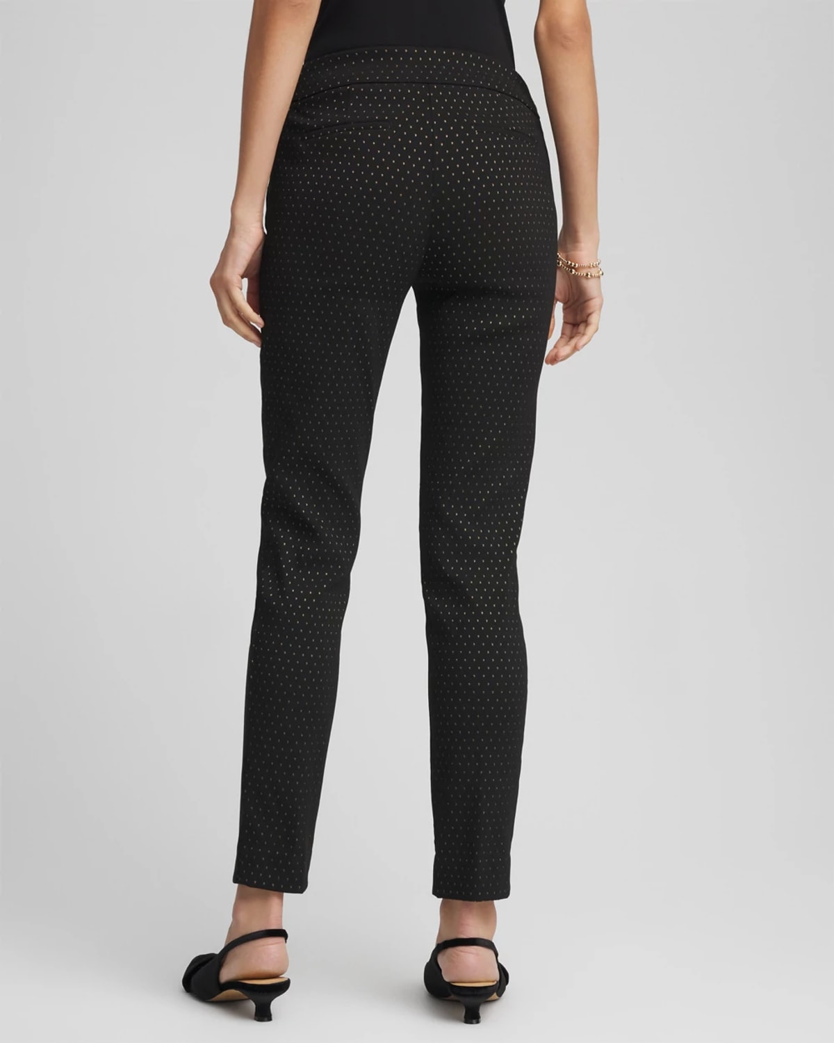 Chico's Brigitte Slim Ankle Jacquard Pants In Black In Black