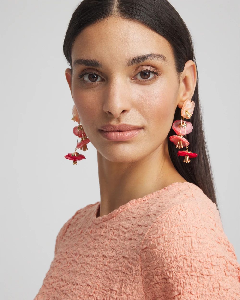 No Droop™ Tonal Mixed Flower Drop Earrings