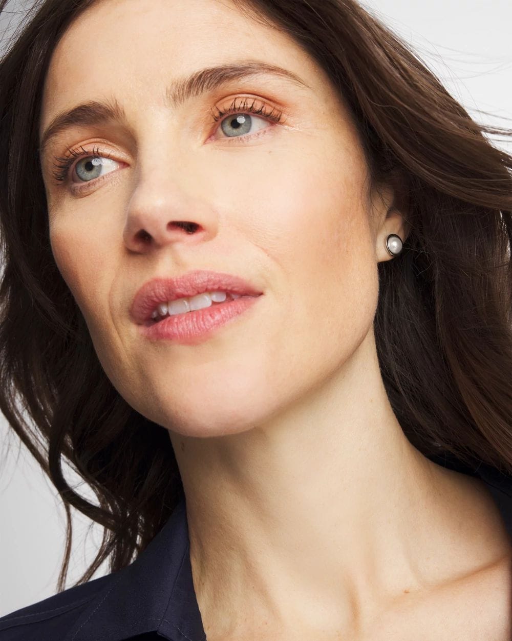 Silver Pearl Stud Earrings click to view larger image.