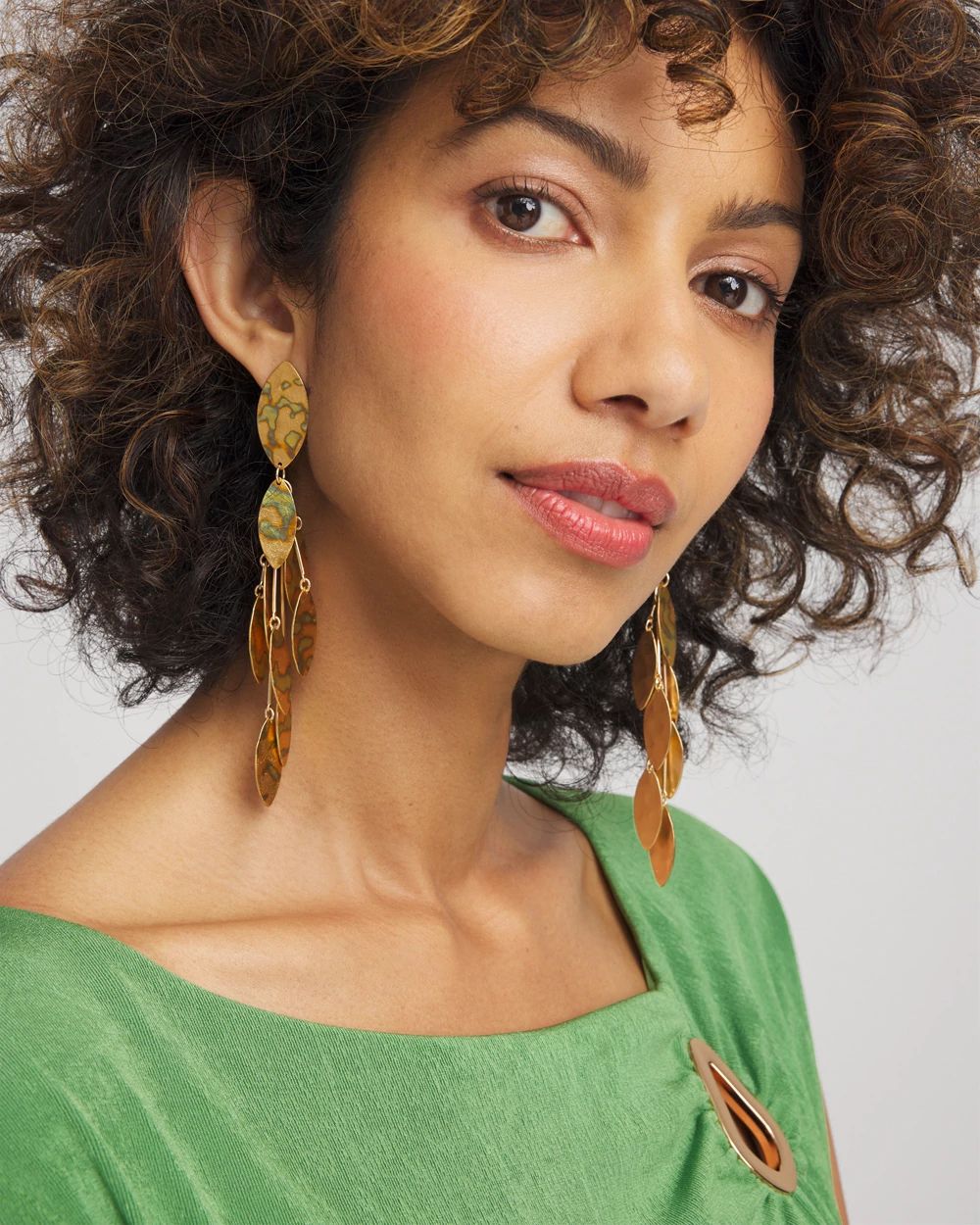 Golden Marble Petal Drop Earrings