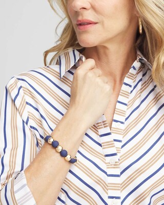 Navy Beaded Stretch Bracelet
