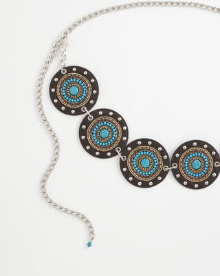 Antique Silver Motif Medallion Chain Belt click to view larger image.