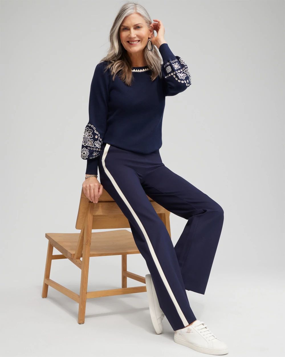 Ponte Side Stripe Flare Pants