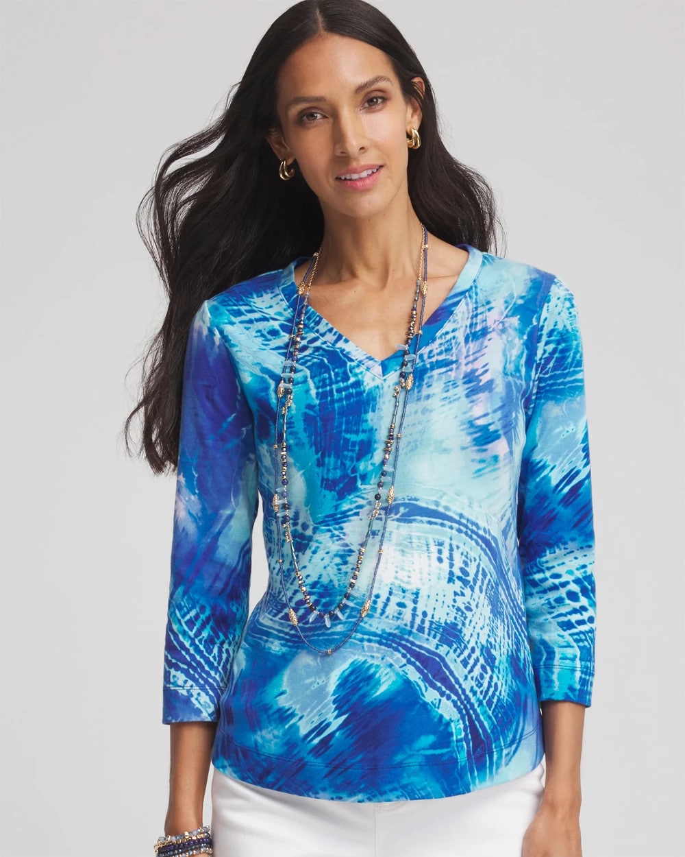 Tie Dye Pima 3/4 Sleeve Everyday Tee