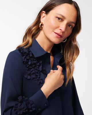 Poplin 3D Applique Shirt Dress
