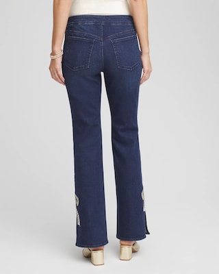 Bow Appliqué Pull-On Bootcut Jeans