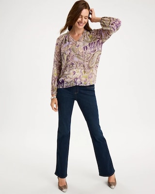 Georgette Ruffle Neck Paisley Blouse click to view larger image.