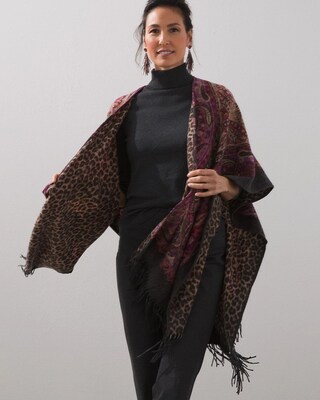 Reversible Paisley Leopard Ruana