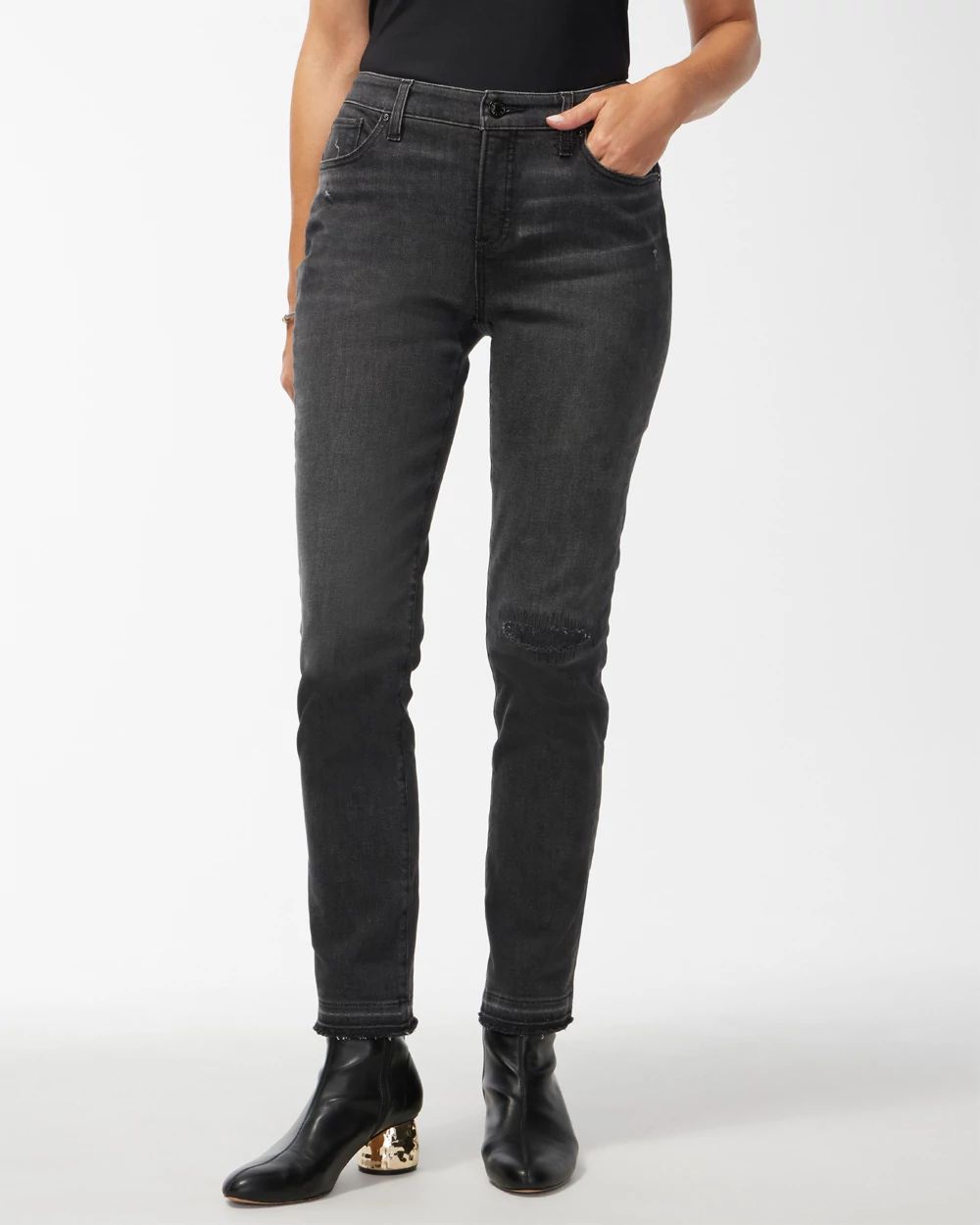 Girlfriend Distressed Ankle Jeans