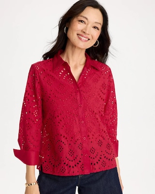 Eyelet Collared Shirt